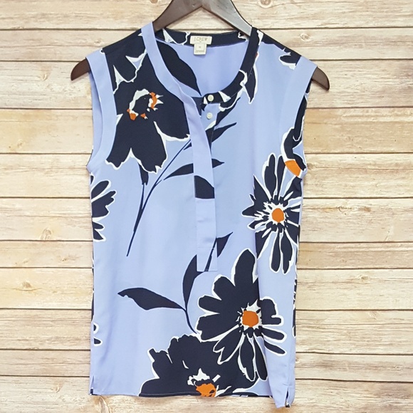 J. Crew Tops - J. Crew Blue FLoral Print Sleeveless Blouse